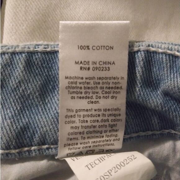 Pacsun Two Tone White & Blue Distressed Hi Rise Mom Jeans Sz 26 - Picture 5 of 6